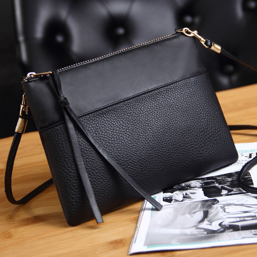 Simple Black Leather Enveloped Shaped  Crossbody Bags