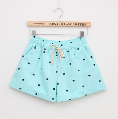 New Summer High Waist Shorts With Cats Pattern