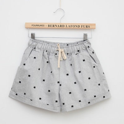 New Summer High Waist Shorts With Cats Pattern