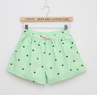 New Summer High Waist Shorts With Cats Pattern