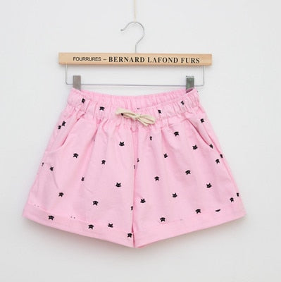 New Summer High Waist Shorts With Cats Pattern