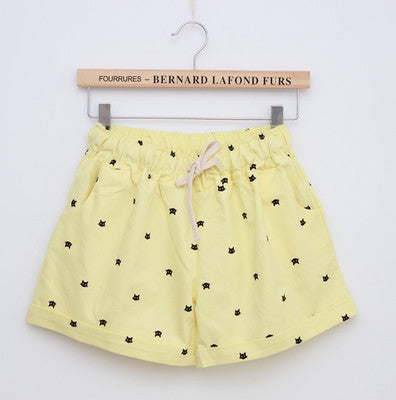 New Summer High Waist Shorts With Cats Pattern