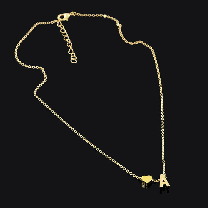 Tiny Dainty Heart Initial Necklace
