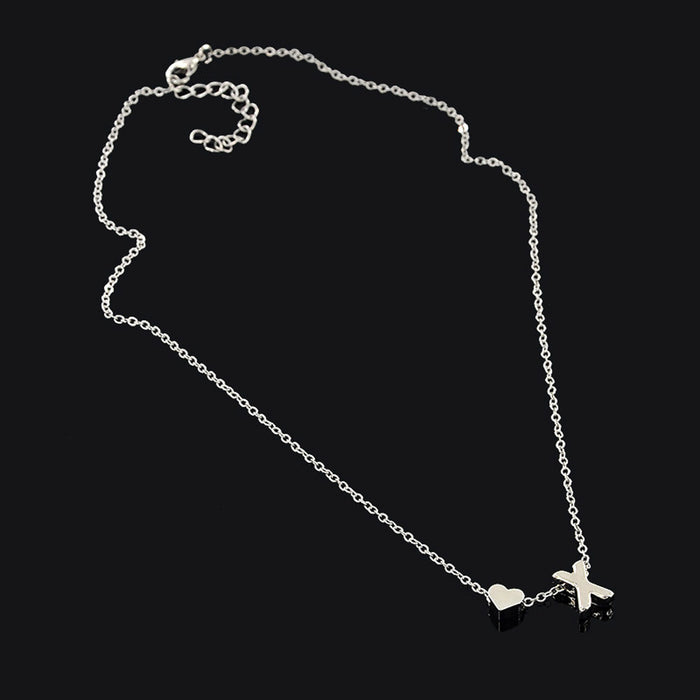 Tiny Dainty Heart Initial Necklace