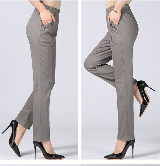 High Waist Stretch Long Pants