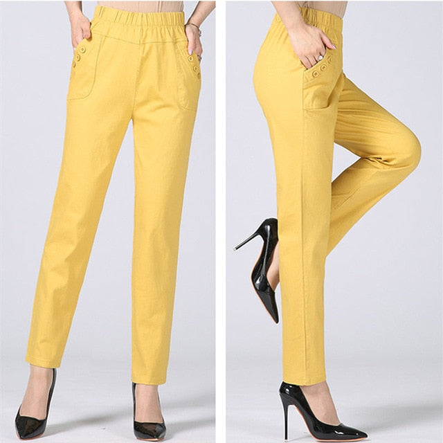 High Waist Stretch Long Pants
