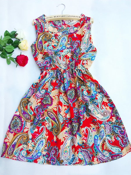 2018 Sexy Summer Autumn Print Dress