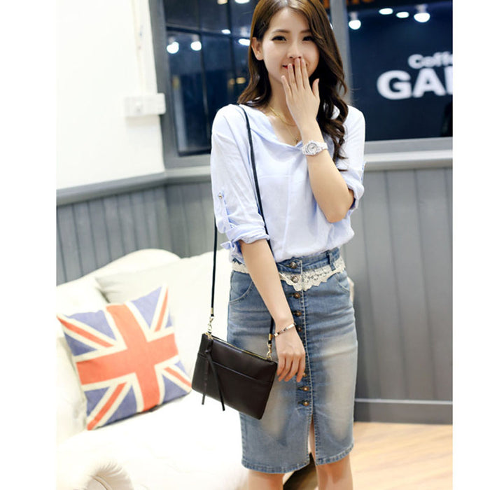 Simple Black Leather Enveloped Shaped  Crossbody Bags