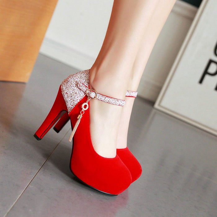 Classic PU Leather High Heels Shoes