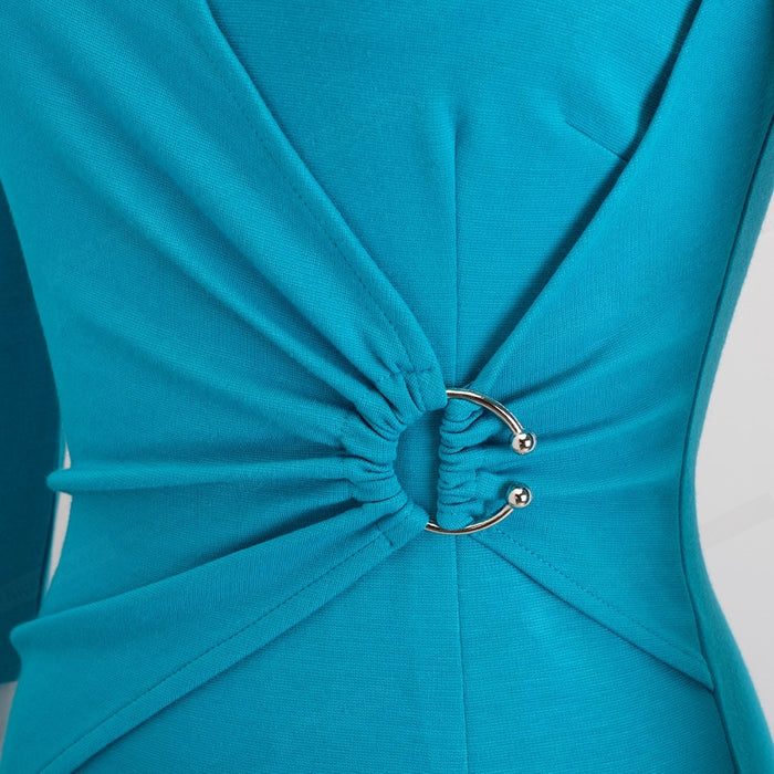 Vintage Brief Solid Color Elegant V-neck Dress