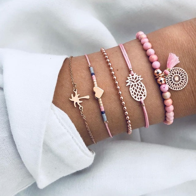 Mix Crystal Marble Charm Bracelets