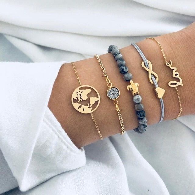 Mix Crystal Marble Charm Bracelets