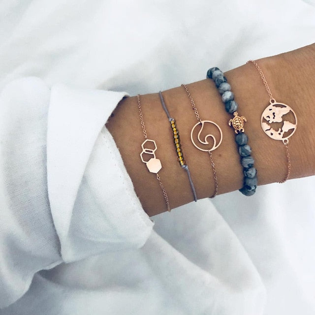 Mix Crystal Marble Charm Bracelets