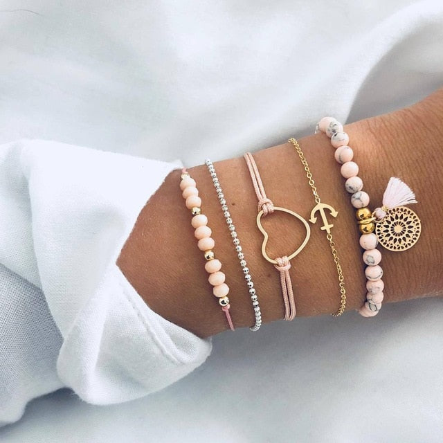 Mix Crystal Marble Charm Bracelets