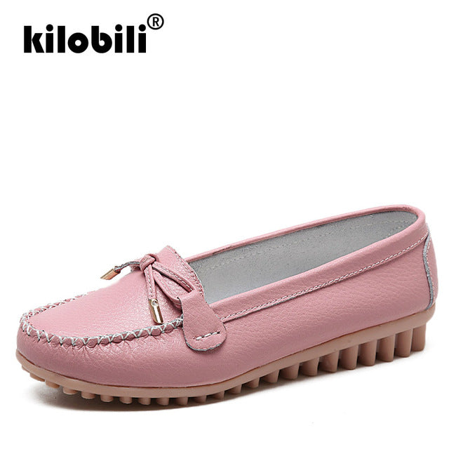 Spring Women Genuine Leather Ballet Flats