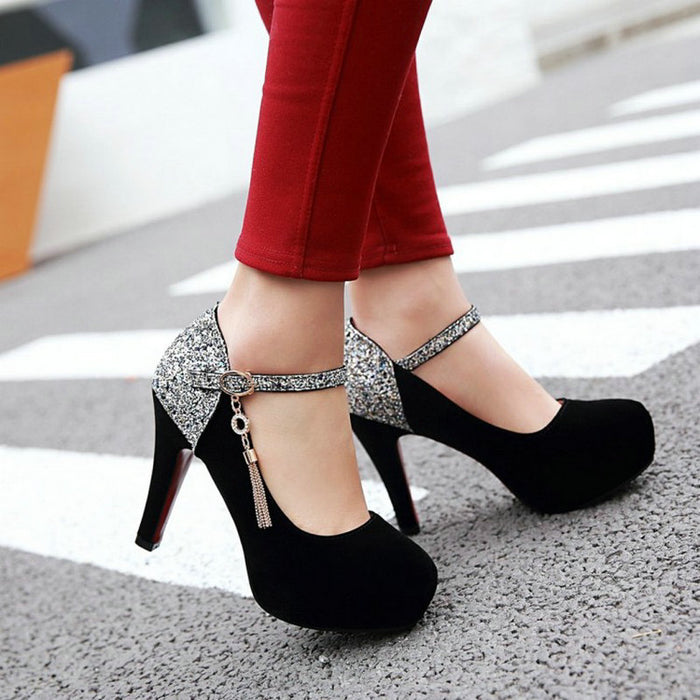 Classic PU Leather High Heels Shoes