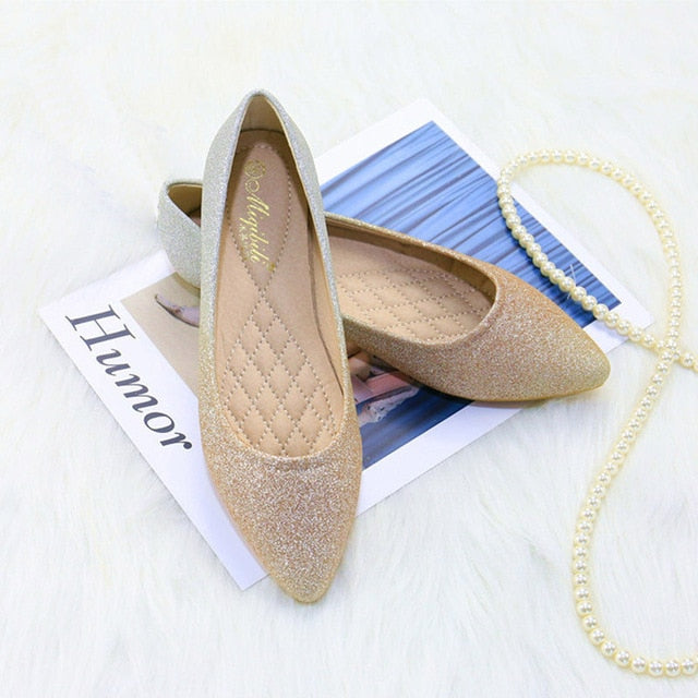 Gradient Color Pointy Toe Ballets Flats