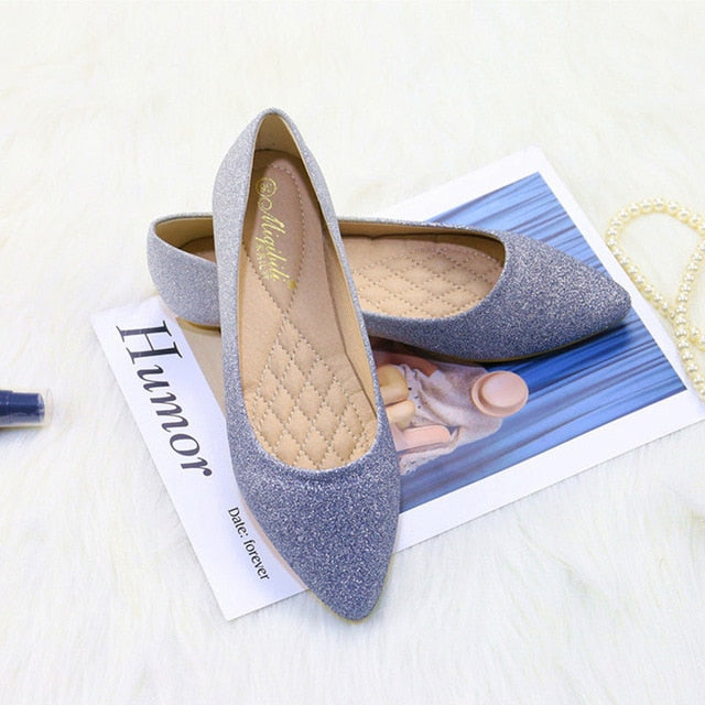 Gradient Color Pointy Toe Ballets Flats